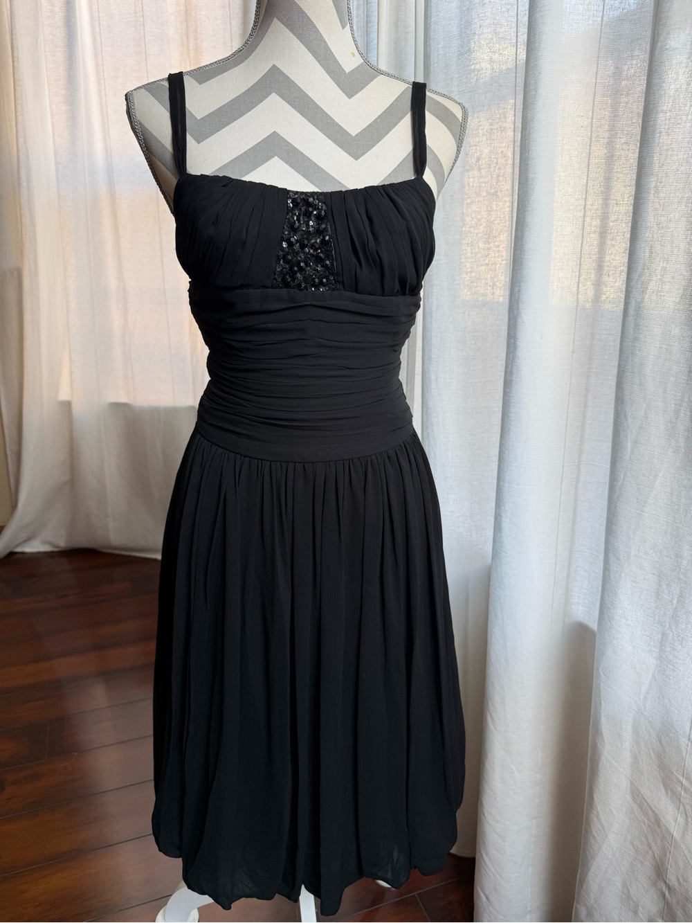 Y2K Forever Twenty One Black Midi Dress with Sequin Bodice